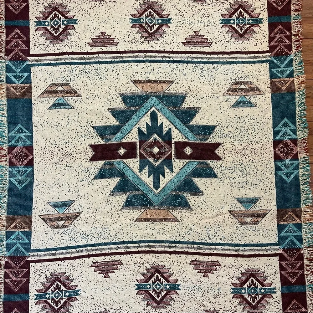 Vintage Southwestern Afghan Throw or Wall Hanging Blanket  Multicolored